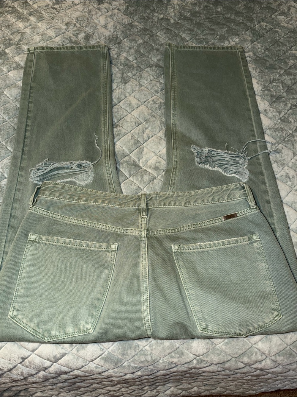 Kancan Green Denim Jeans Distressed Size 10